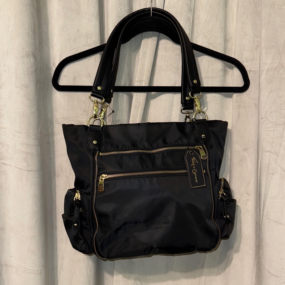 Foley + Corinna Black Tote with Gold Details